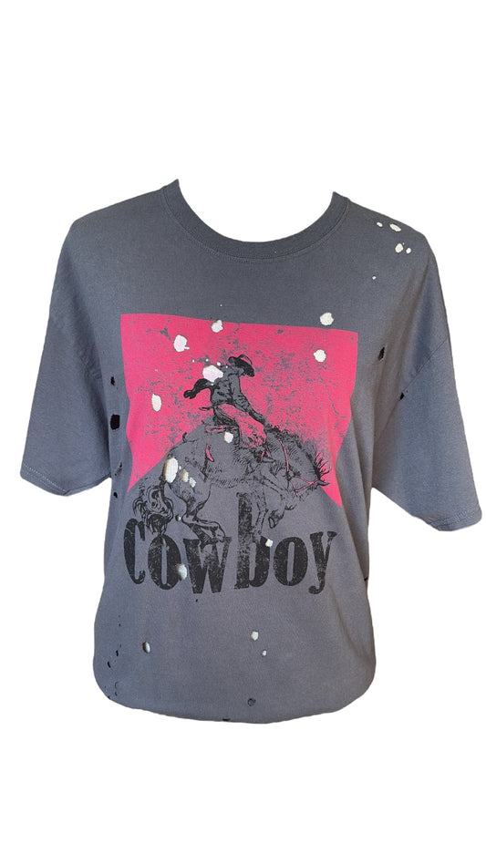 Cowboy Distressed Graphic T-Shirt