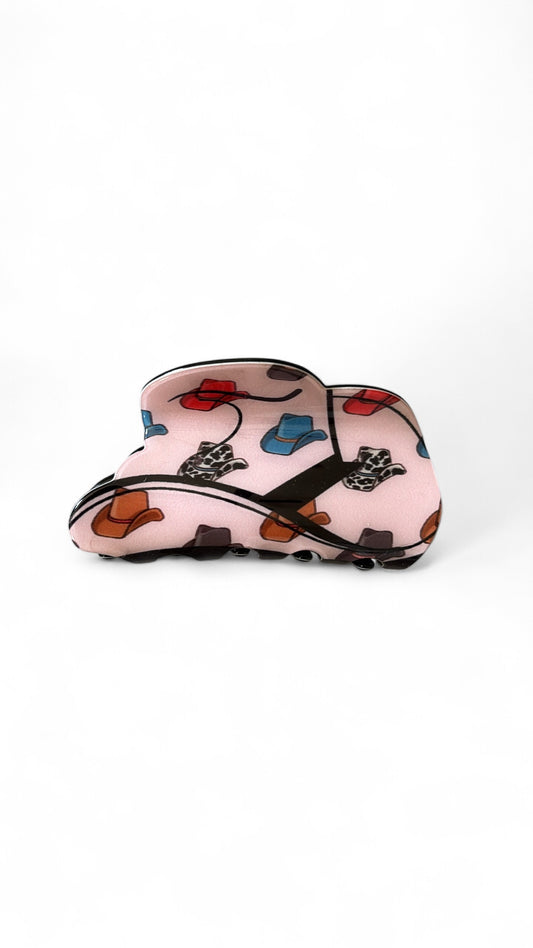 Pink Cowgirl Hat Hair Clip