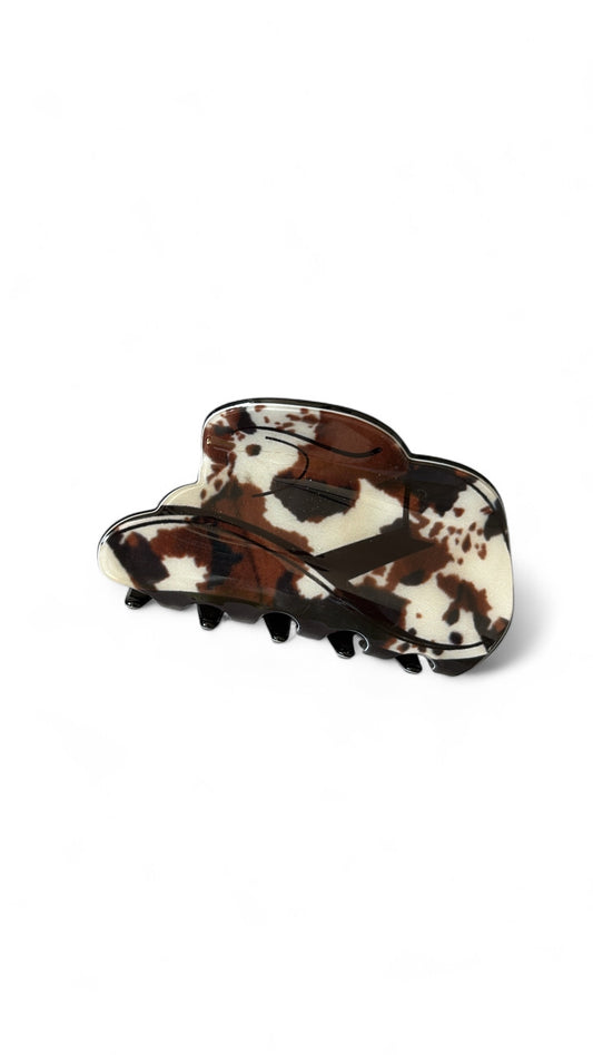 Cowhide Print Cowgirl Hat Hair Clip